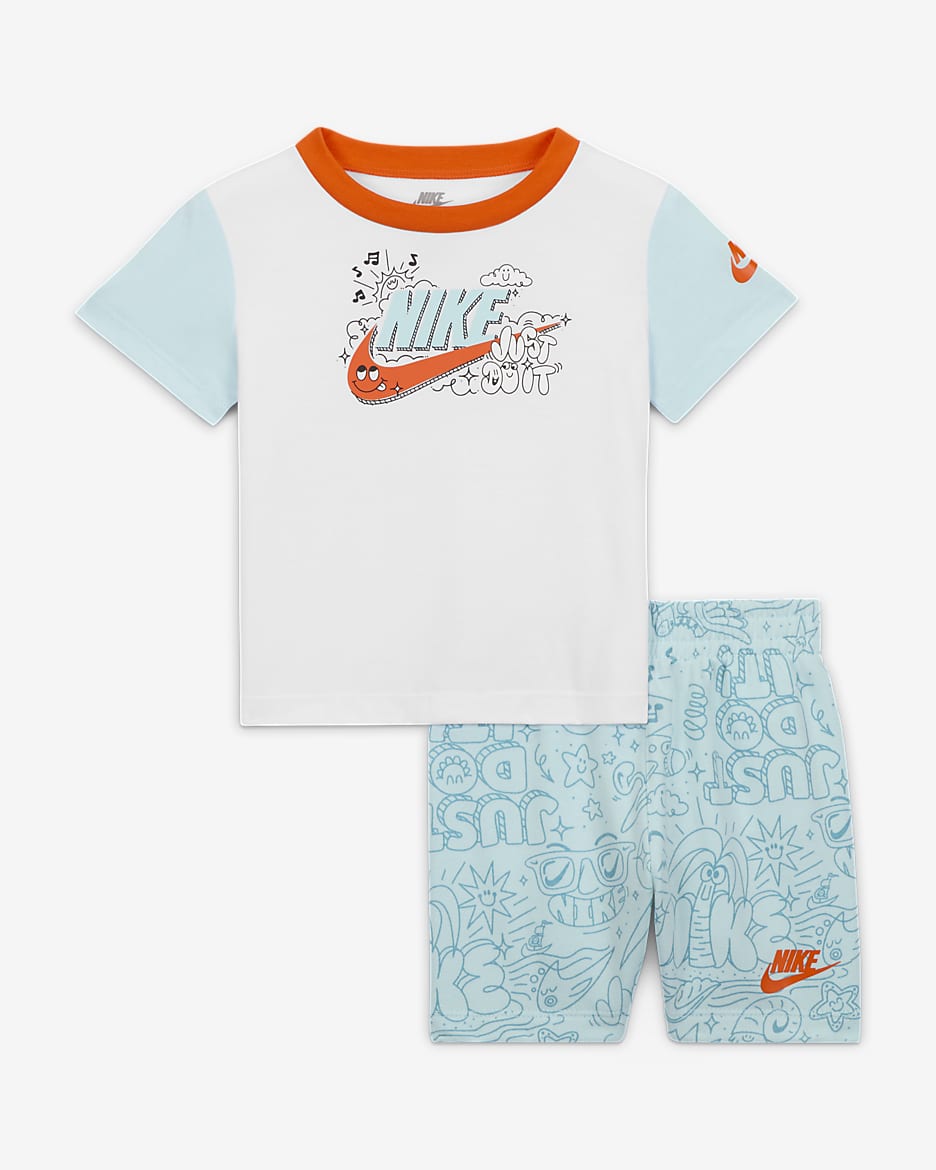 Conjunto de playera y shorts para bebé Nike Sportswear Create Your Own Adventure (12-24 meses) - Azul glacial