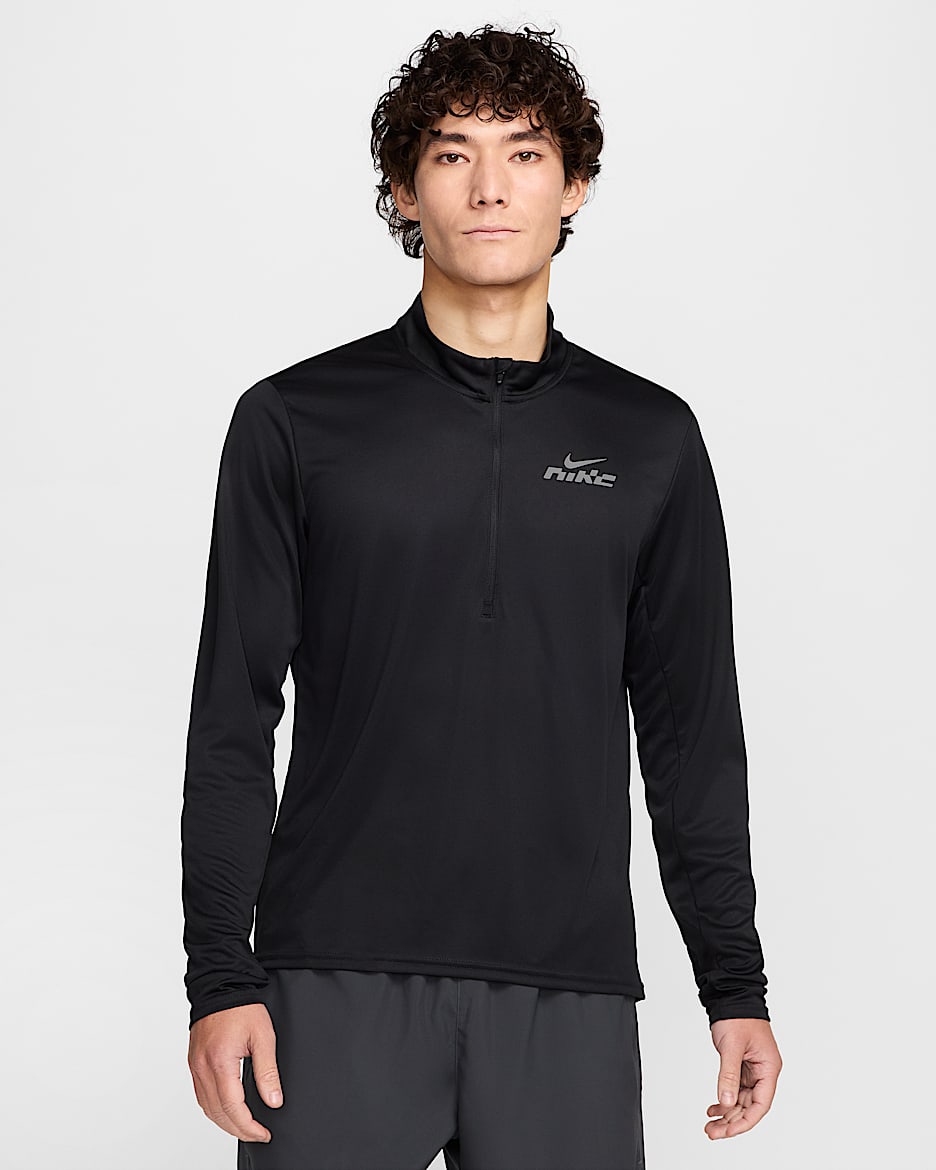 Playera de correr Dri-FIT de medio cierre para hombre Nike Pacer Flash - Negro