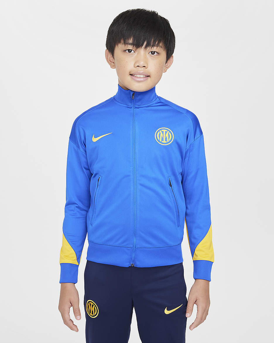 Inter Milan Strike Third Older Kids' Nike Dri-FIT Football Knit Tracksuit - Lyon Blue/Blackened Blue/University Gold/University Gold