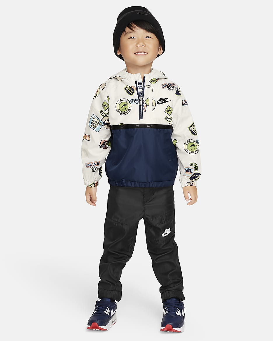 Nike Half-Zip Print Blocked Anorak Toddler Jacket - Sail