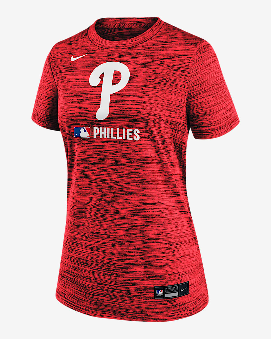 Philadelphia Phillies Authentic Collection Velocity Women's Nike Dri-FIT MLB T-Shirt - Red