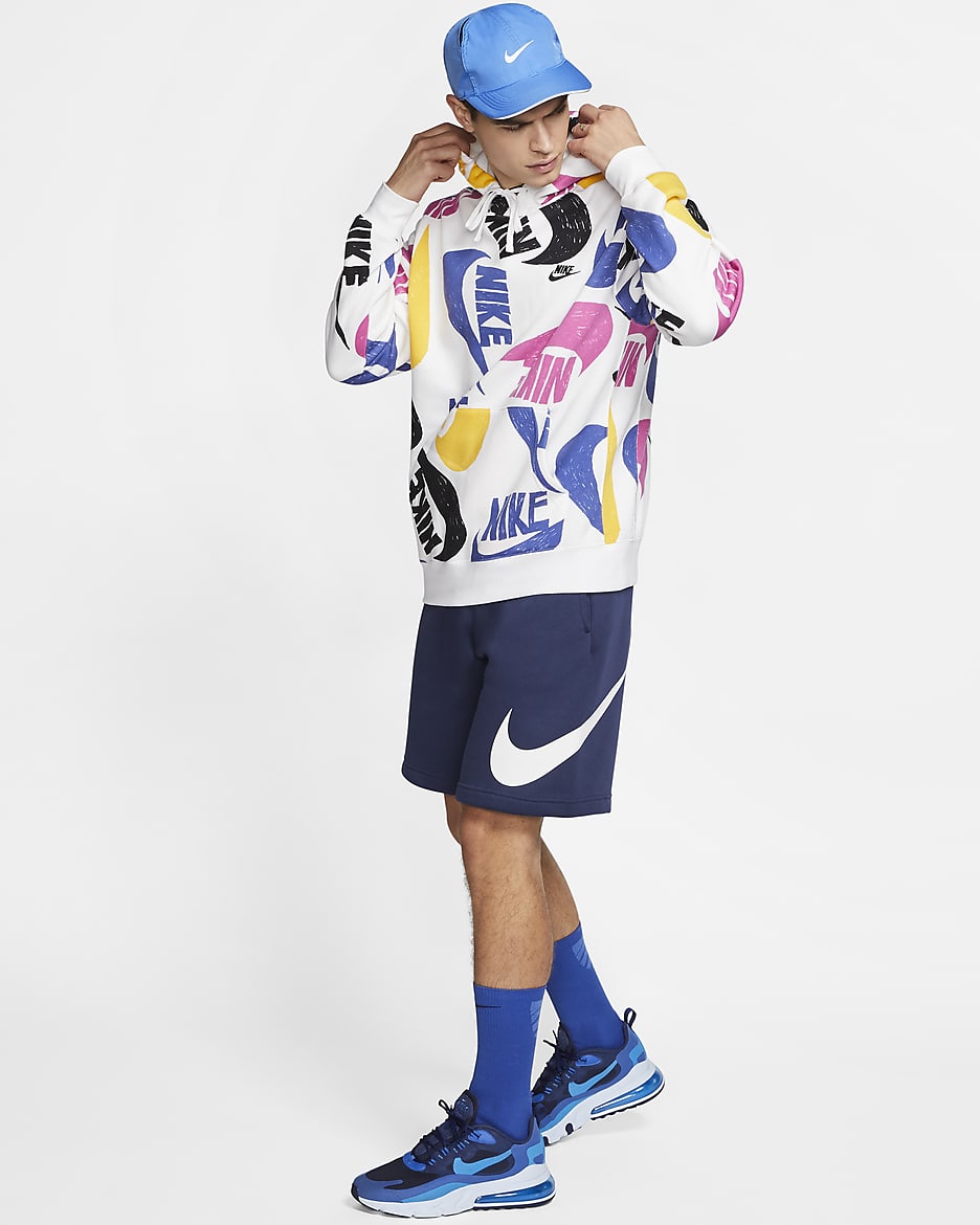 Shorts con estampado para hombre Nike Sportswear Club - Azul marino medianoche/Blanco/Blanco