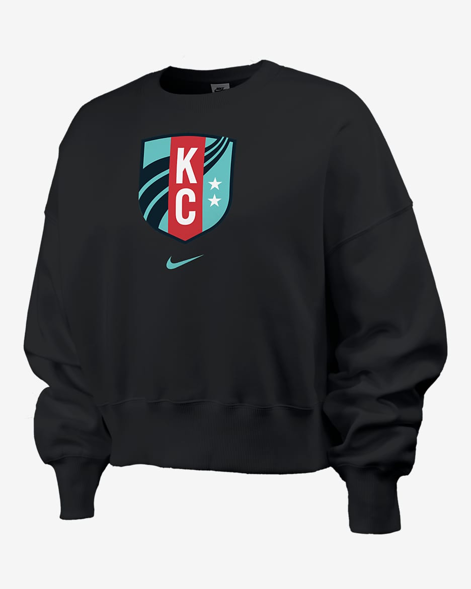 Sudadera de cuello redondo Nike de la NWSL para mujer Kansas City Current Phoenix Fleece - Negro