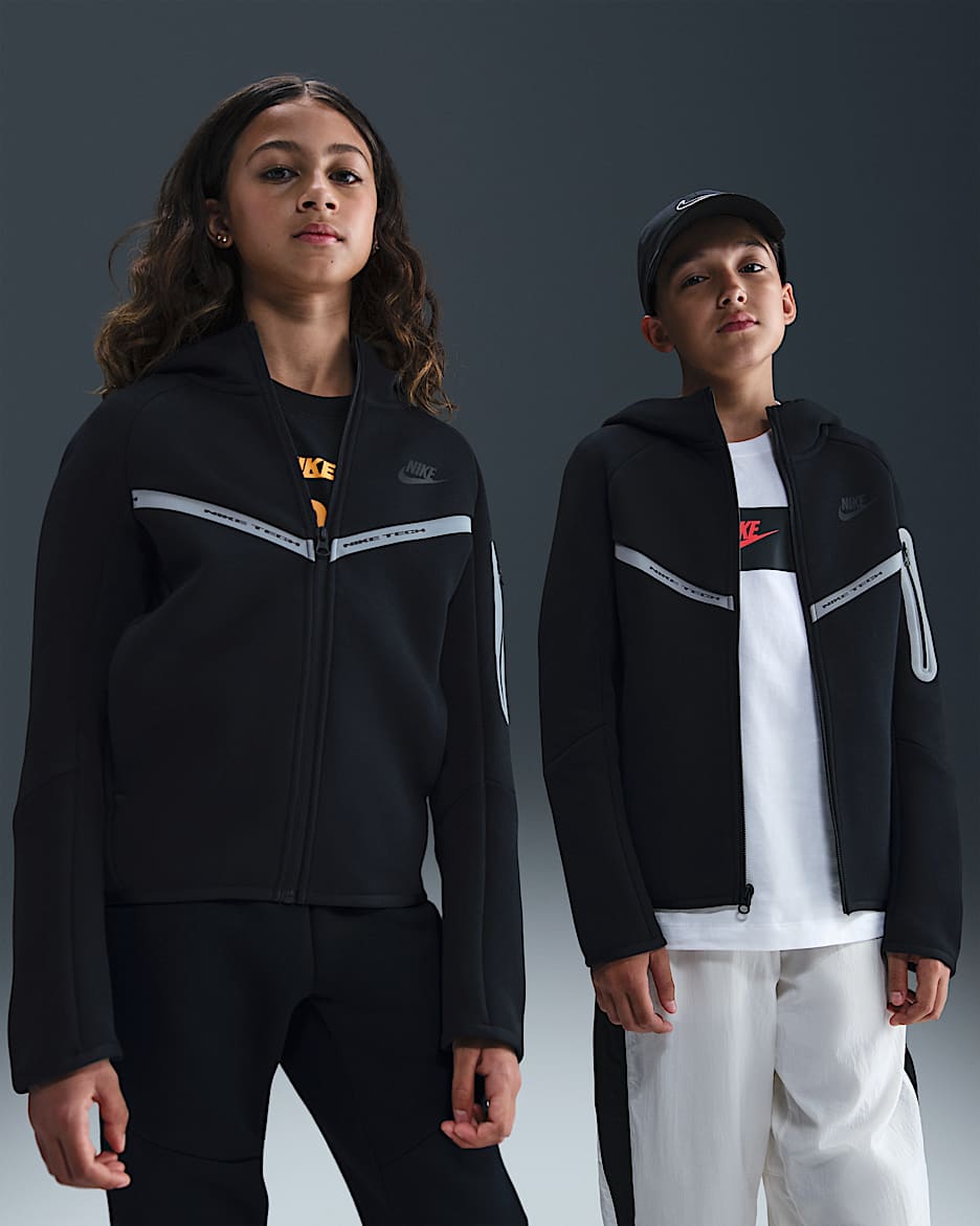 Nike Sportswear Tech Fleece Older Kids' (Boys') Full-Zip Hoodie - Black/Black/Black