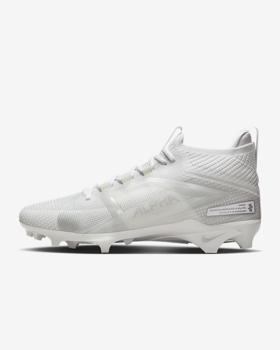 Nike Alpha Menace 4 Elite Football Cleats - White/Metallic Silver