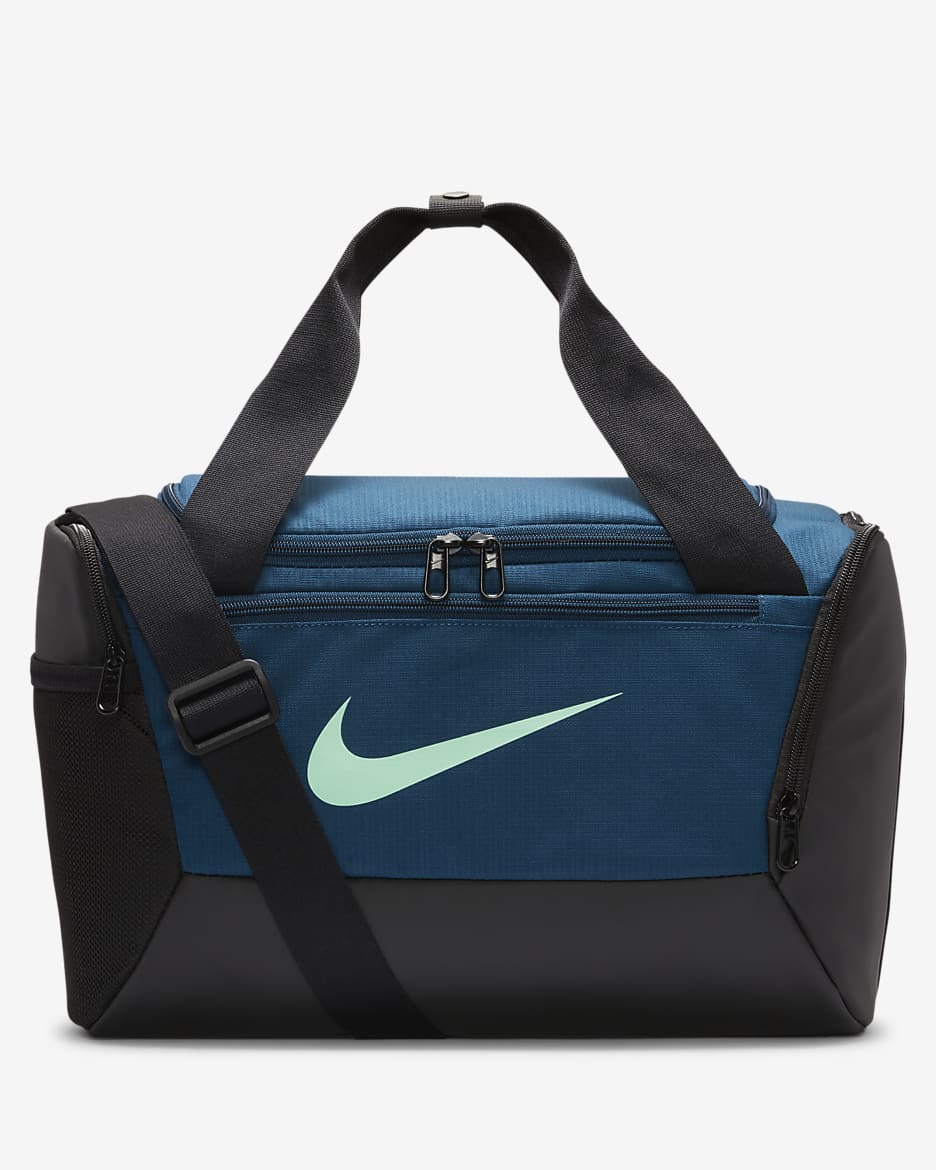 Nike Brasilia 9.5 Training Duffel Bag (Extra-Small, 25L) - Valerian Blue/Black/Green Glow