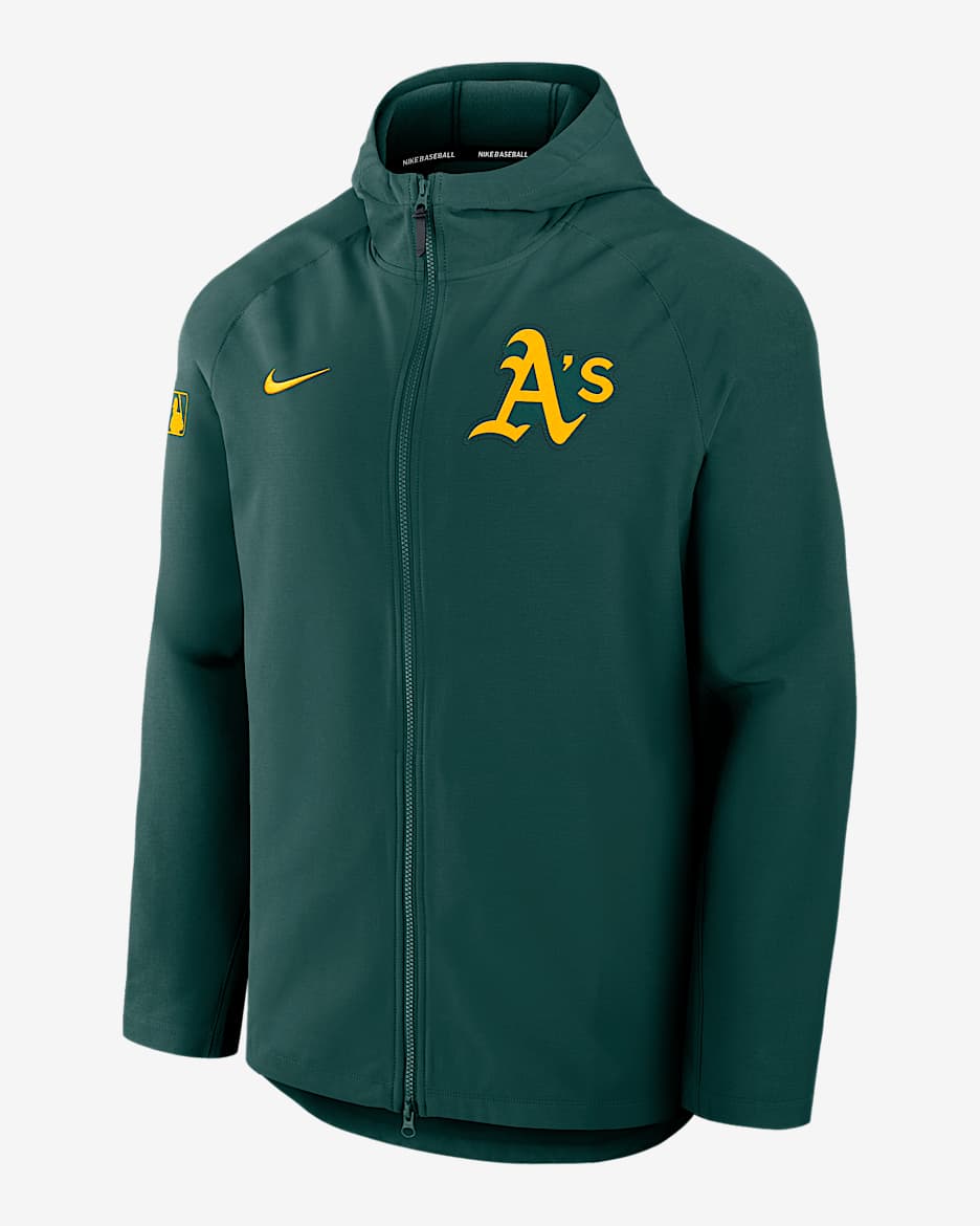 Chamarra Nike Therma de la MLB de cierre completo para hombre Athletics Authentic Collection - Verde