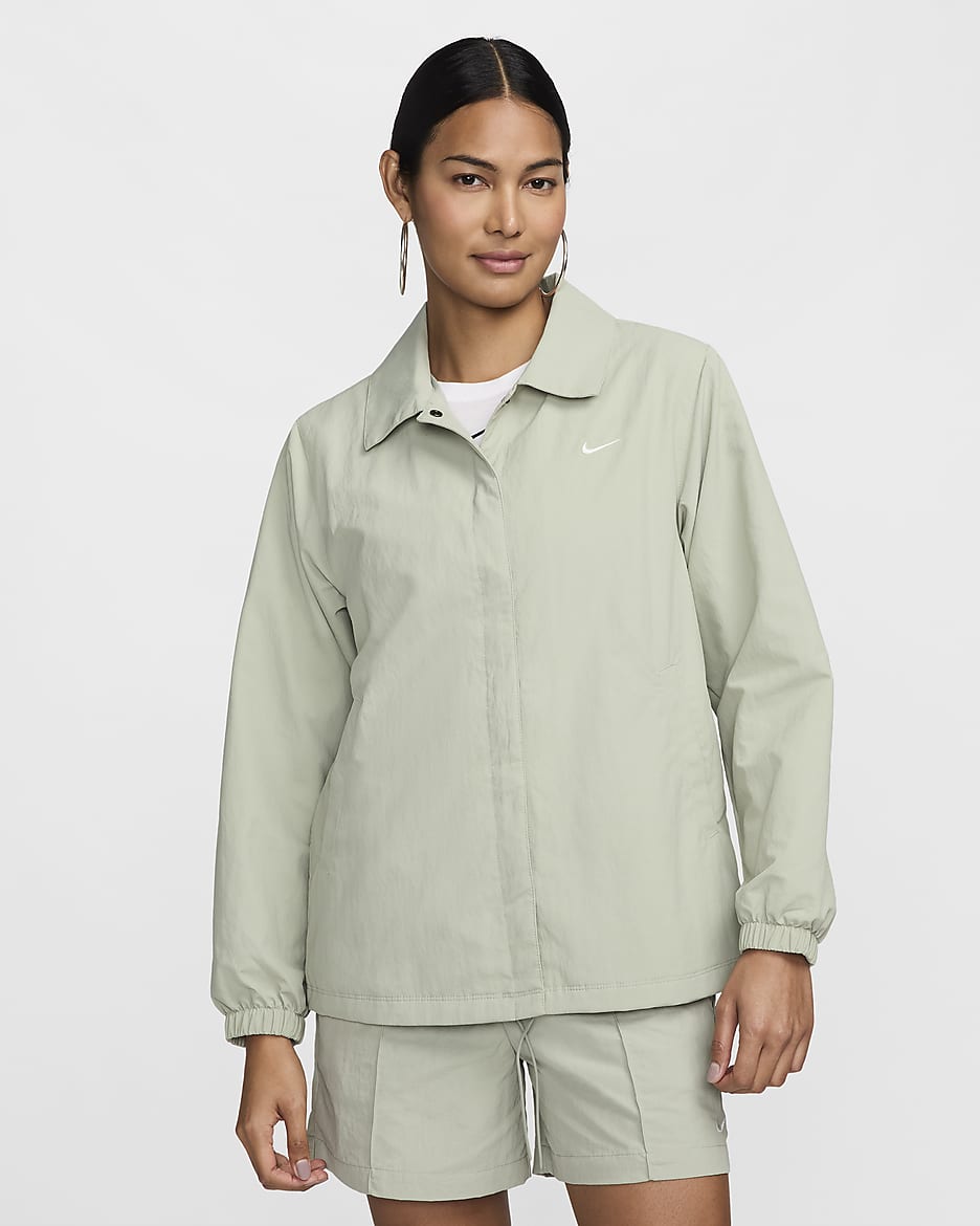 Nike Sportswear Essential Women's Oversized UV Woven Coaches' Jacket - Jade Horizon/Sail