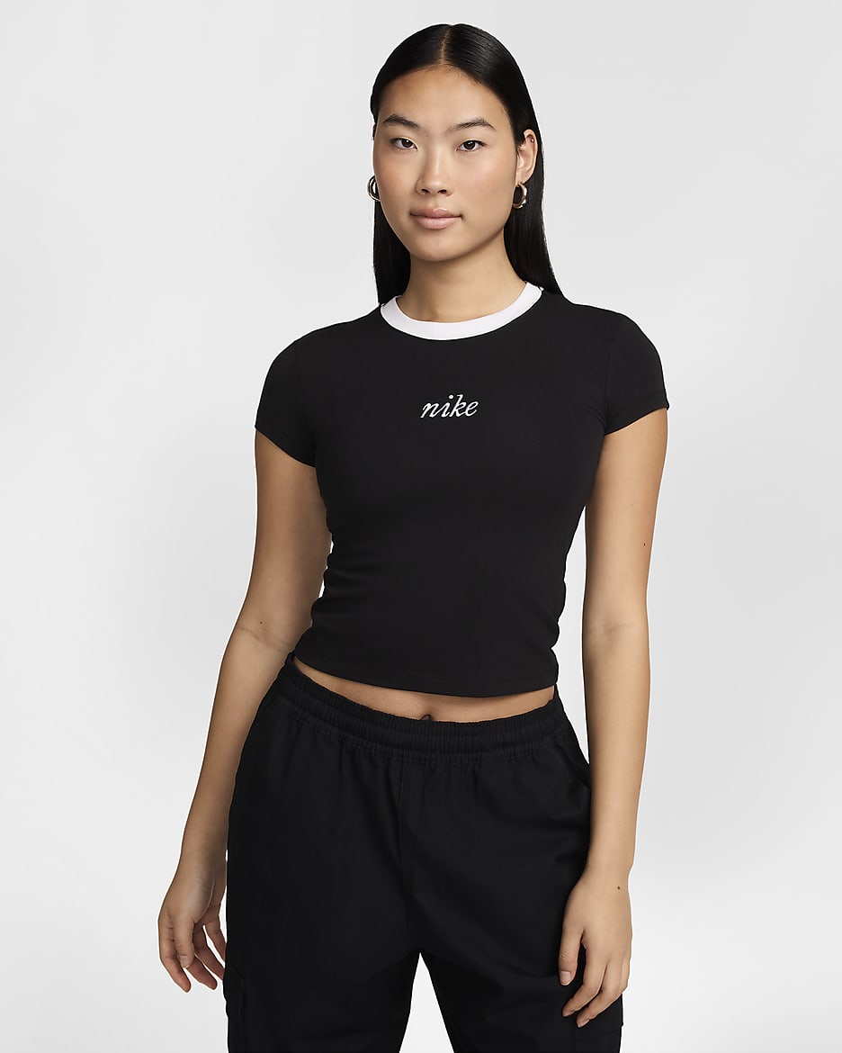 Nike Sportswear Chill Knit Women's Slim Cropped Tee - Black/White