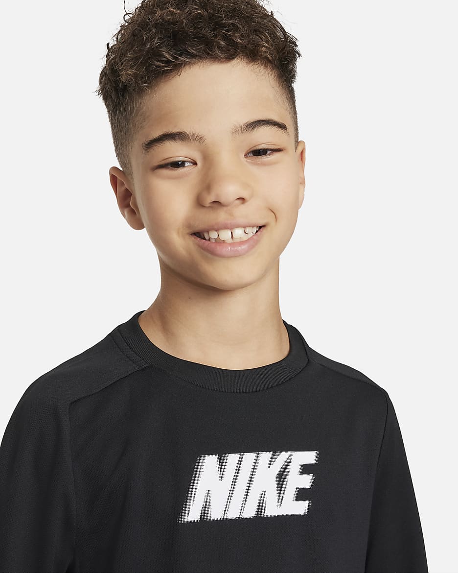 Nike Dri-FIT Multi+ Older Kids' (Boys') Long-Sleeve Top - Black/White