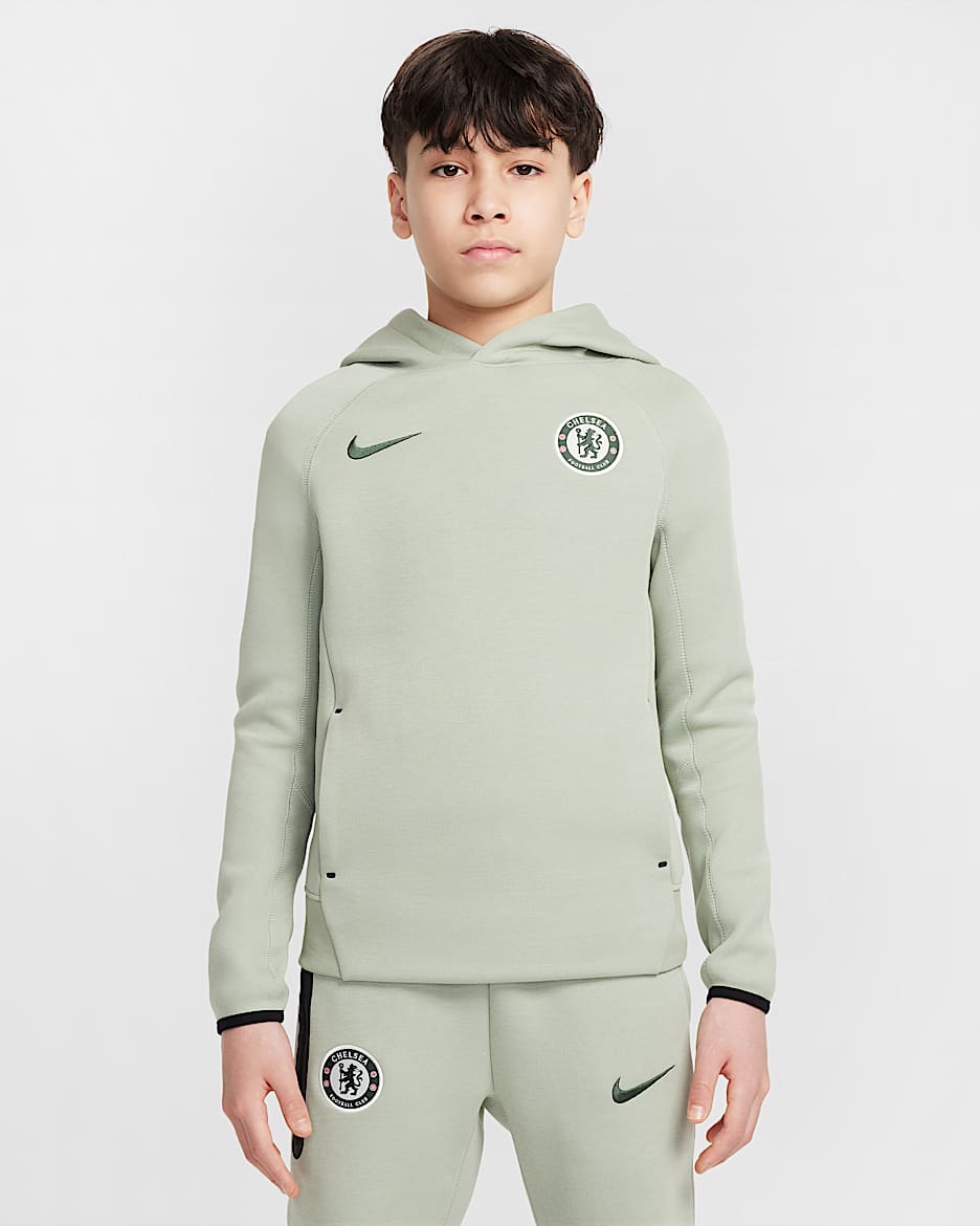 Chelsea F.C. Tech Older Kids' (Boys') Nike Football Fleece Pullover Hoodie - Jade Horizon/Galactic Jade