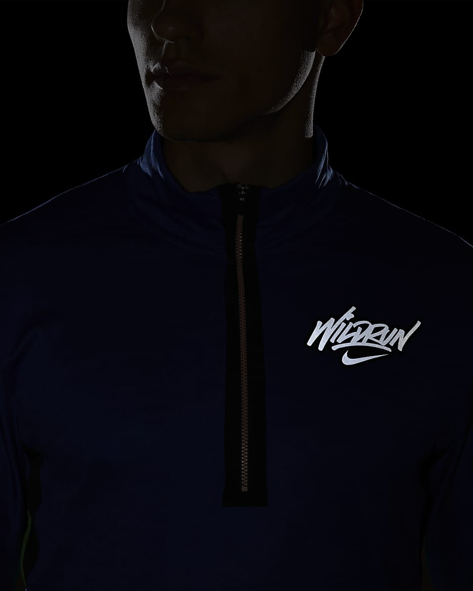 Nike Dri-FIT Wild Run Men's 1/2-Zip Graphic Running Top - Game Royal/Black