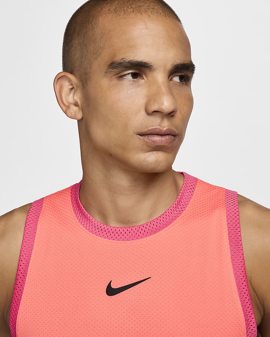 Débardeur de tennis Dri-FIT NikeCourt Slam pour homme - Light Wild Mango/Aster Pink/Noir