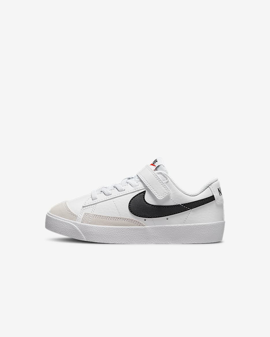 Tenis para niños de preescolar Nike Blazer Low '77 - Blanco/Negro/Blanco/Azul verdoso lavado