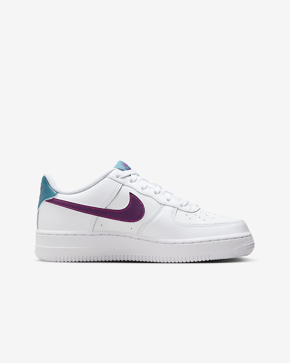 Tenis para niños grandes Nike Air Force 1 - Blanco/Hiperrosa/Aguamarina/Violeta viotech