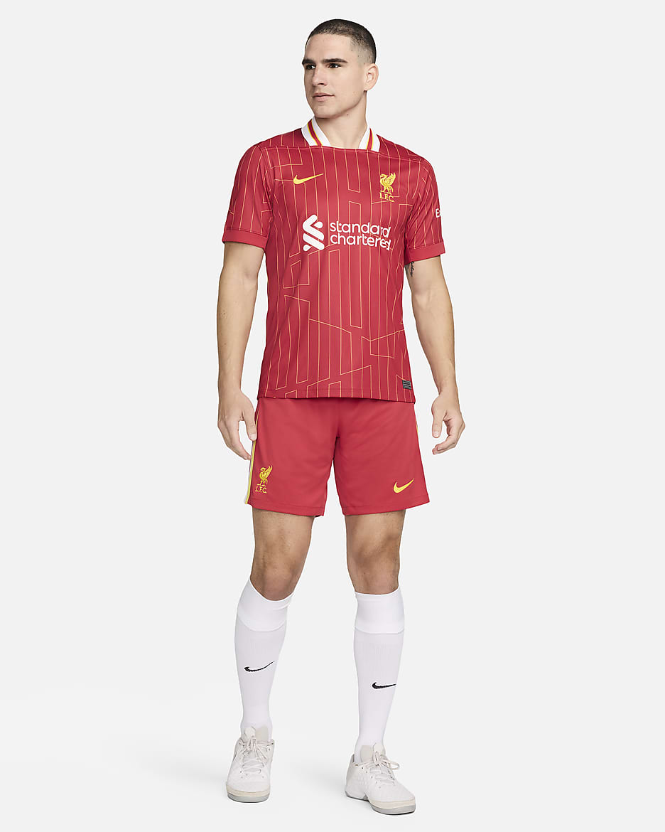 Liverpool FC 2024/25 Stadium Thuis Nike Dri-FIT replicavoetbalshirt voor heren - Gym Red/Wit/Chrome Yellow