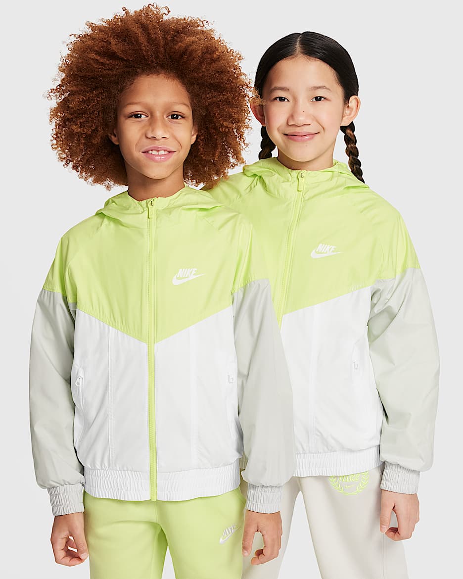Nike Sportswear Windrunner Big Kids' Hooded Repel Jacket - Light Lemon Twist/White/Photon Dust/White