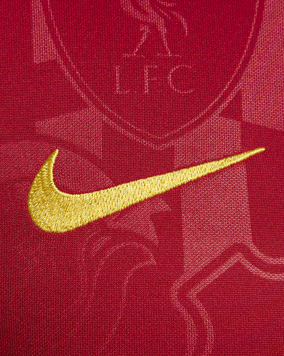 Liverpool FC Academy Pro Nike Dri-FIT Maç Öncesi Kısa Kollu Erkek Futbol Üstü - Gym Red/Chrome Yellow/Chrome Yellow