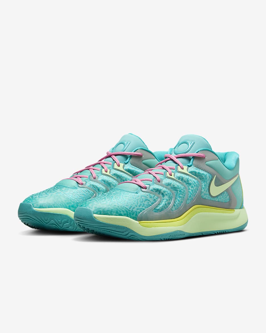 Tenis de básquetbol para mujer KD17 x Jonquel Jones - Cactus empolvado/Escarcha verde/Tiza coral/Verde vapor