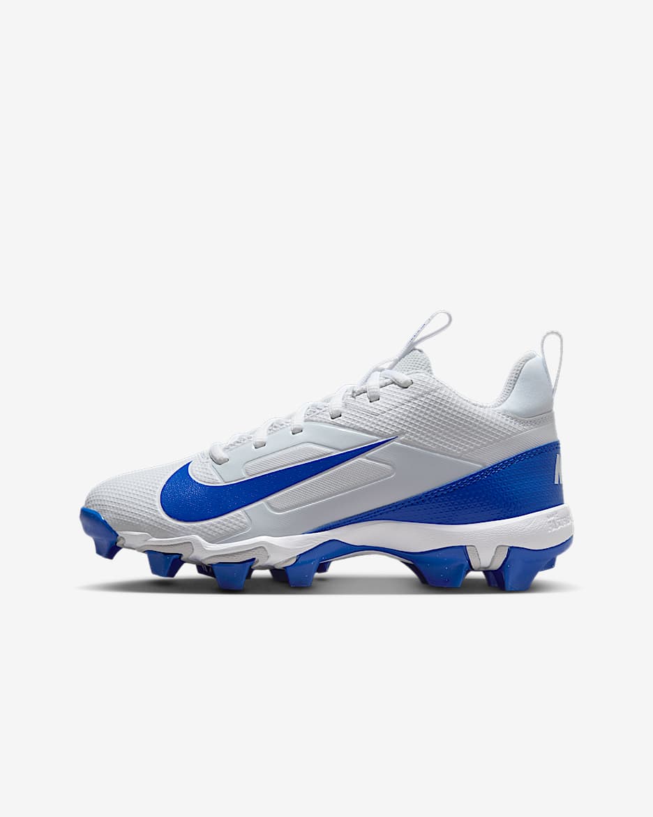 Tacos de fútbol para niños grandes Nike Alpha Menace 4 Shark - Blanco/Hiperroyal/Polvo fotón/Hiperroyal