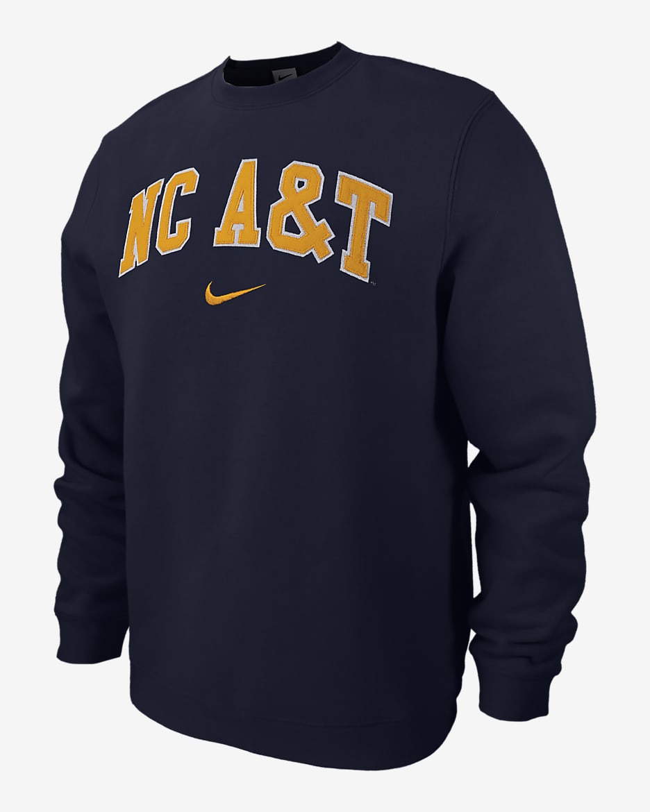 North Carolina A&T Club Fleece Men's Nike College Crew-Neck Sweatshirt - Navy