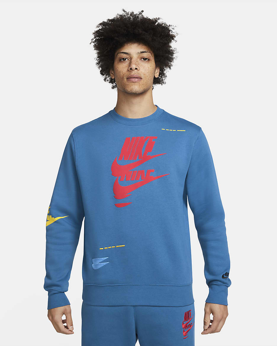 Nike Sportswear Sport Essentials+ Men's Fleece Crew - Dark Marina Blue/Black