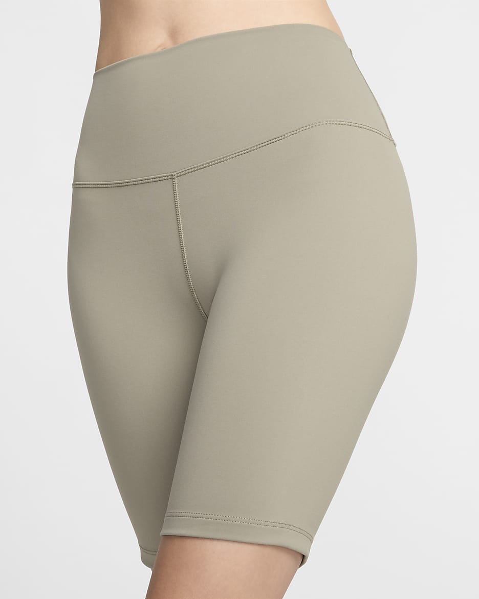 Nike One-cykelshorts med høj talje (20 cm) til kvinder - Light Army/sort