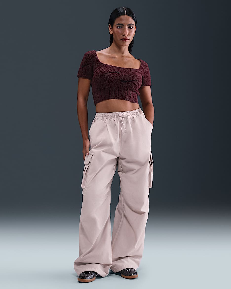 Nike Sportswear Women's Mid-Rise Oversized Woven Cargo Trousers - Silt Red/Sail