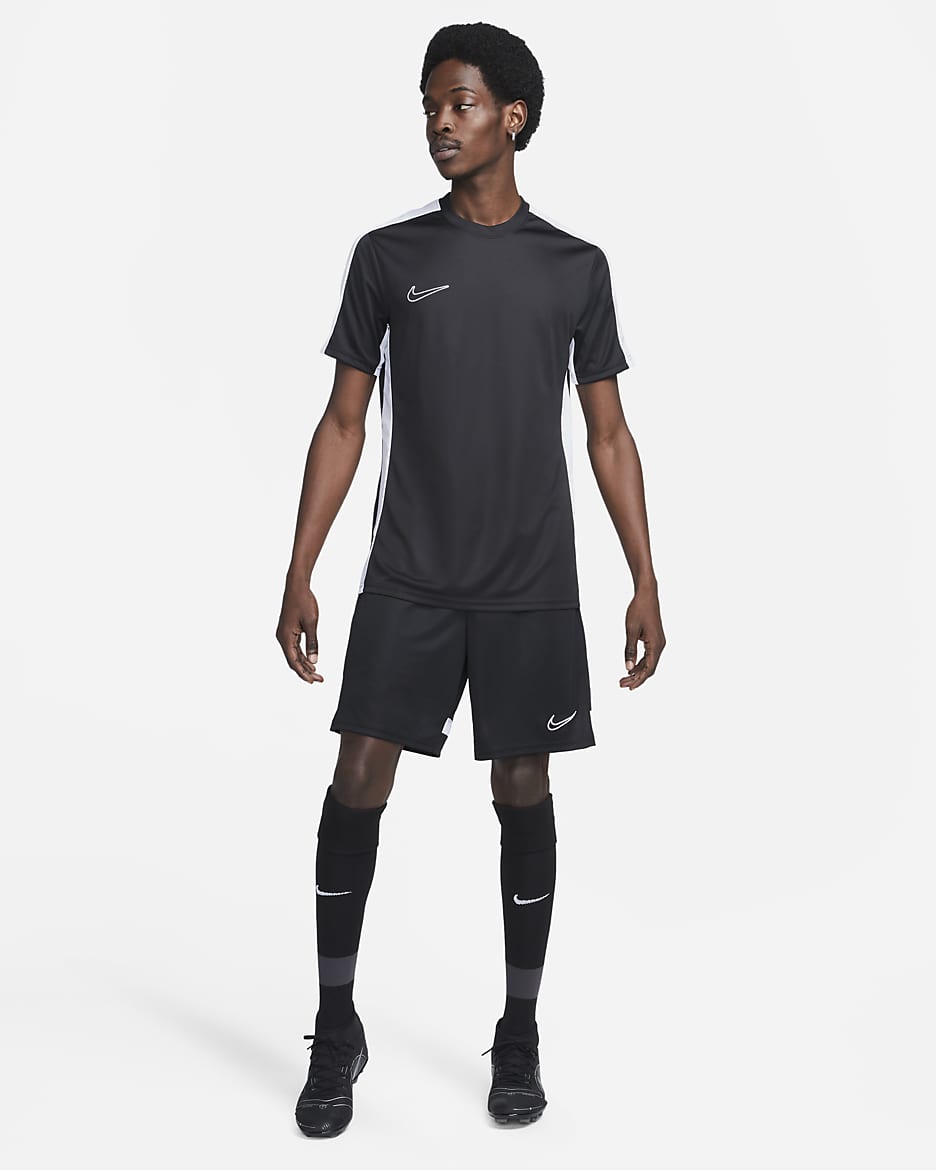 Męska koszulka piłkarska z krótkim rękawem Dri-FIT Nike Academy - Czerń/Biel/Biel