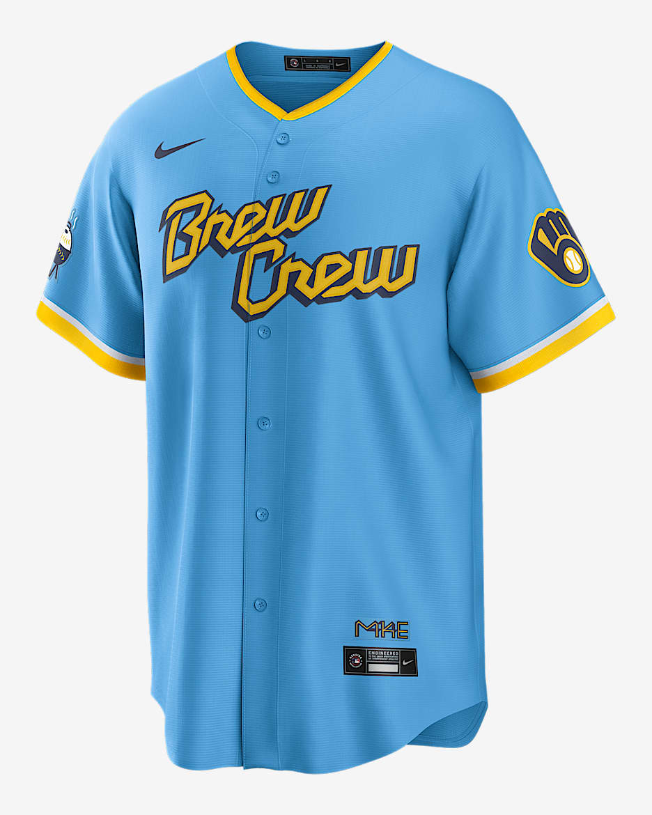 MLB Milwaukee Brewers City Connect Men's Replica Baseball Jersey - Powder Blue