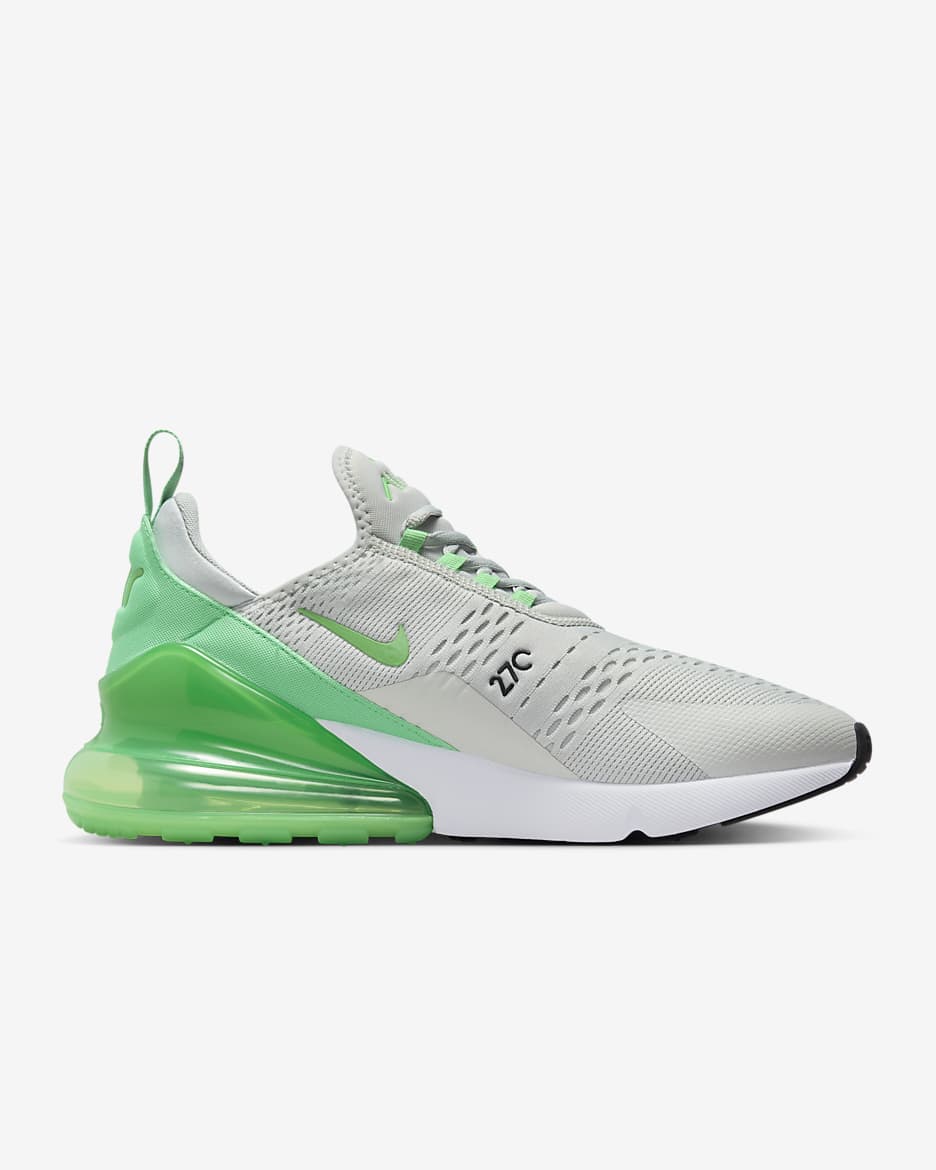 Nike Air Max 270 Men's Shoes - Light Silver/Black/White/Green Shock