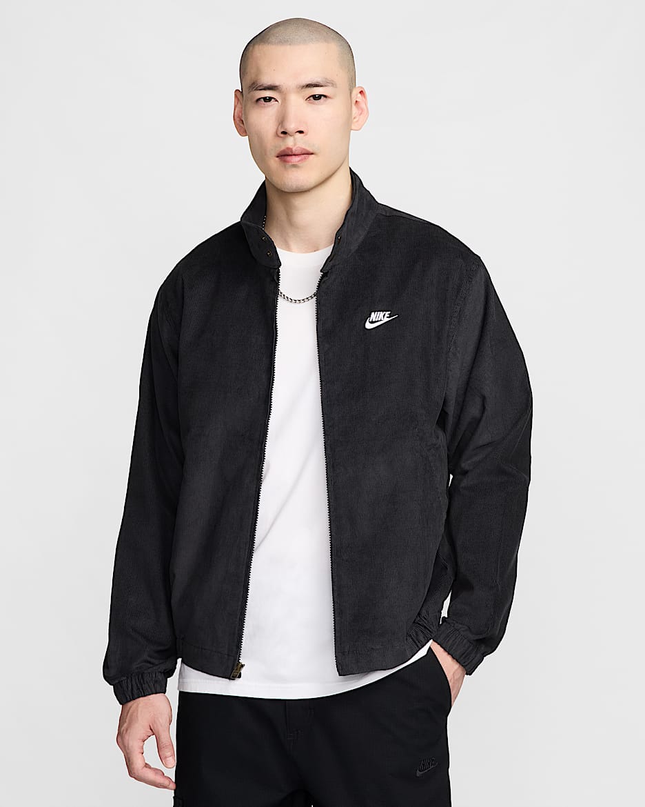 Nike Sportswear Club Men's Corduroy Harrington Jacket - Black/White