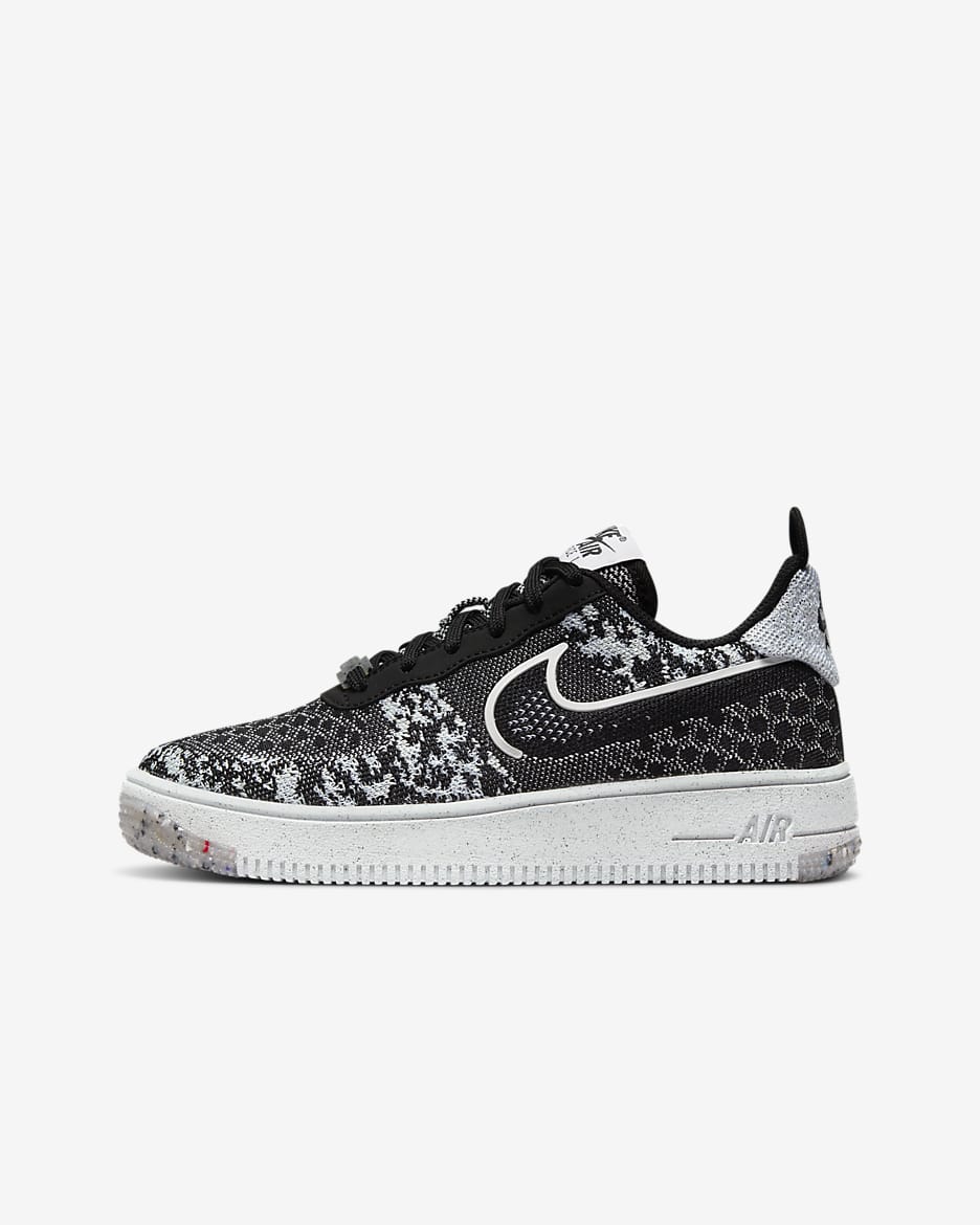 Nike Air Force 1 Crater Flyknit Older Kids' Shoes - Black/White/Pure Platinum/Black