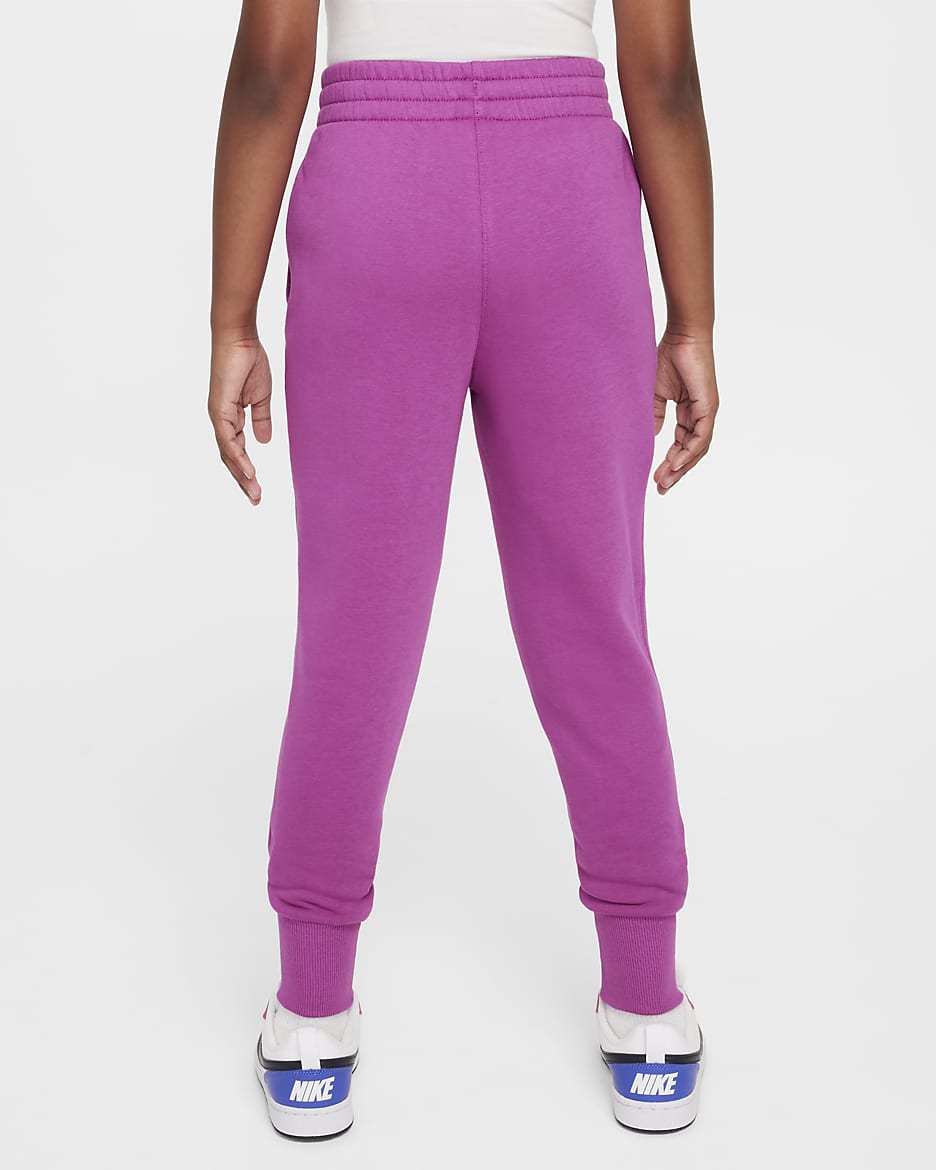 Nike Sportswear Club Fleece Older Kids' (Girls') High-Waisted Fitted Trousers - Hot Fuchsia/Hot Fuchsia/White