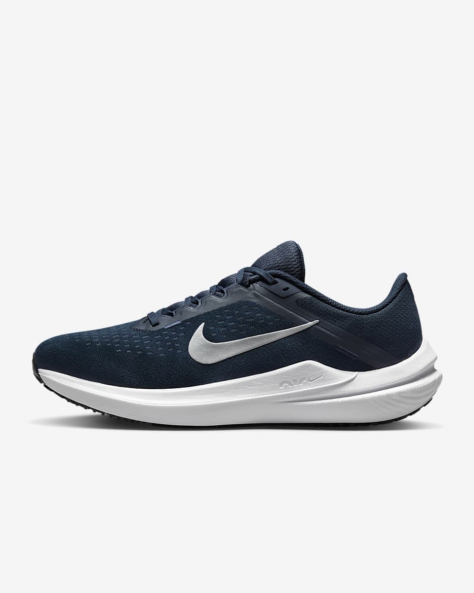 Tenis de correr en pavimento para hombre Nike Winflo 10 - Azul marino universitario/Tinte platino/Negro/Plata metalizado