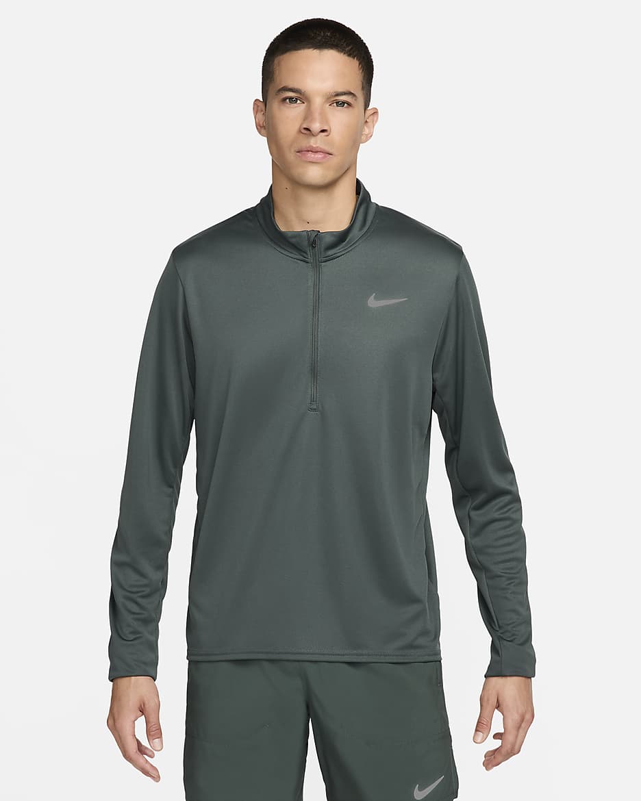 Nike Pacer Dri-FIT hardlooptop met halflange rits voor heren - Vintage Green