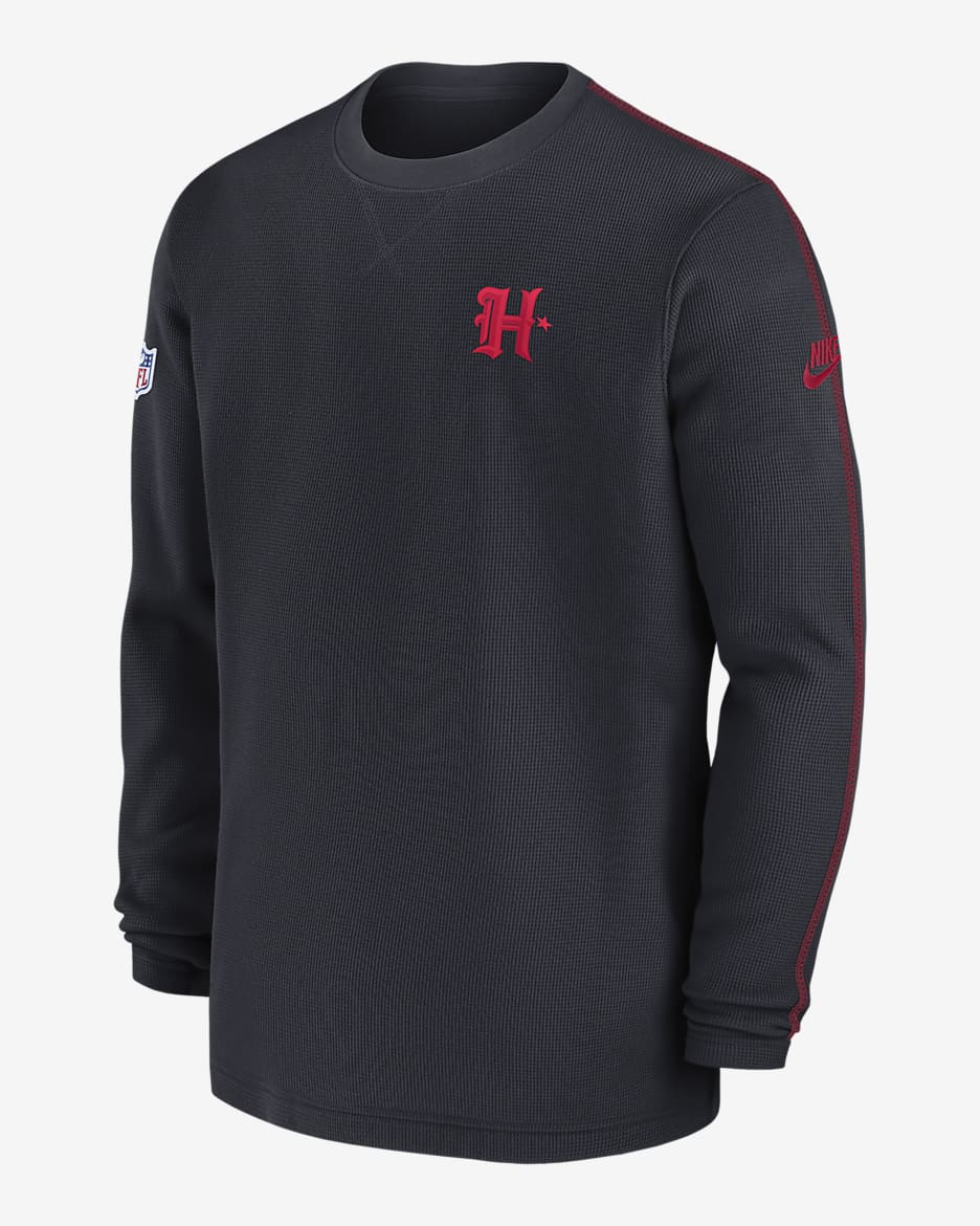 Houston Texans Logo Coach Men’s Nike NFL Long-Sleeve Top - Blue