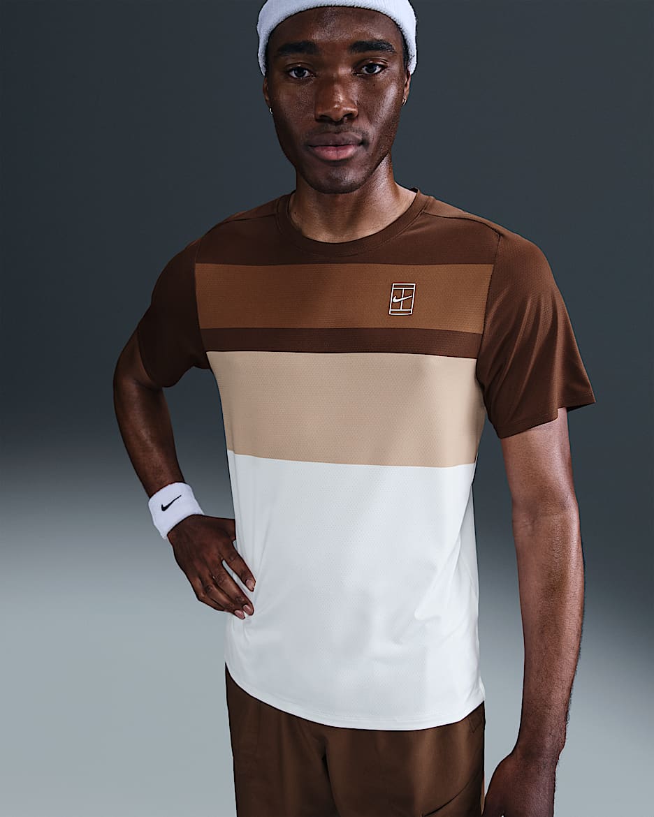 Haut de tennis NikeCourt Advantage pour homme - Cacao Wow/Blanc/Blanc