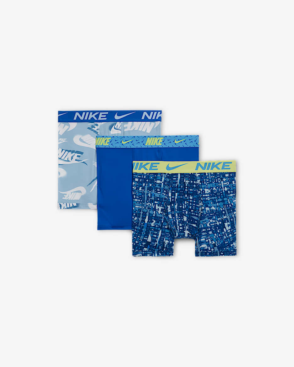 Ropa interior para niños talla grande Nike Dri-FIT Micro Print (3 pares) - Royal juego
