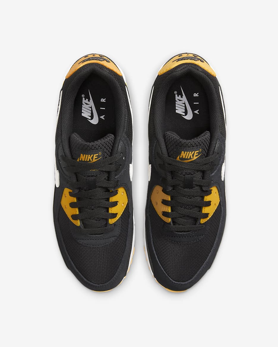 Nike Air Max 90 男鞋 - 黑色/University Gold/白色