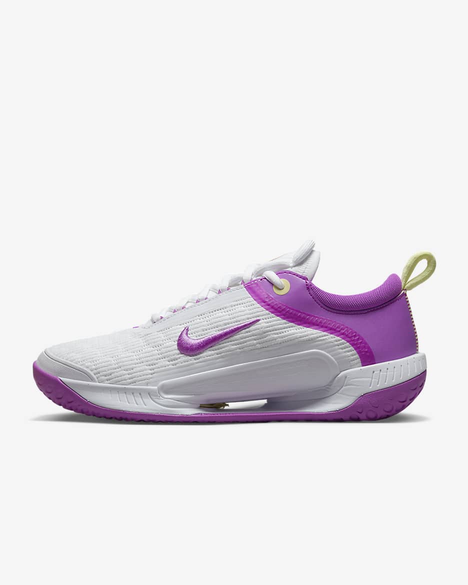 NikeCourt Air Zoom NXT Women's Hard Court Tennis Shoes - White/Citron Tint/Citron Tint/Fuchsia Dream