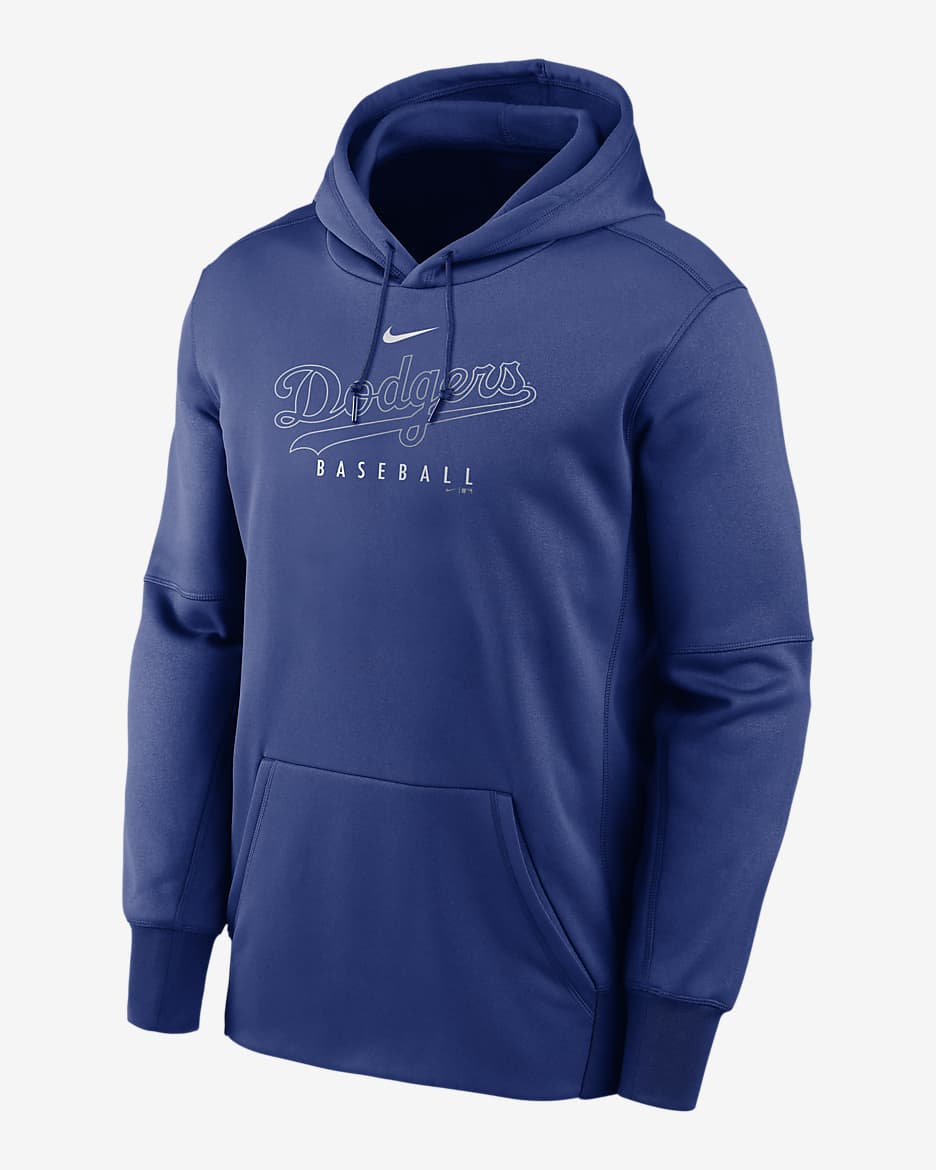 Sudadera con gorro sin cierre para hombre Nike Therma Outline Wordmark (MLB Los Angeles Dodgers) - Azul royal intenso