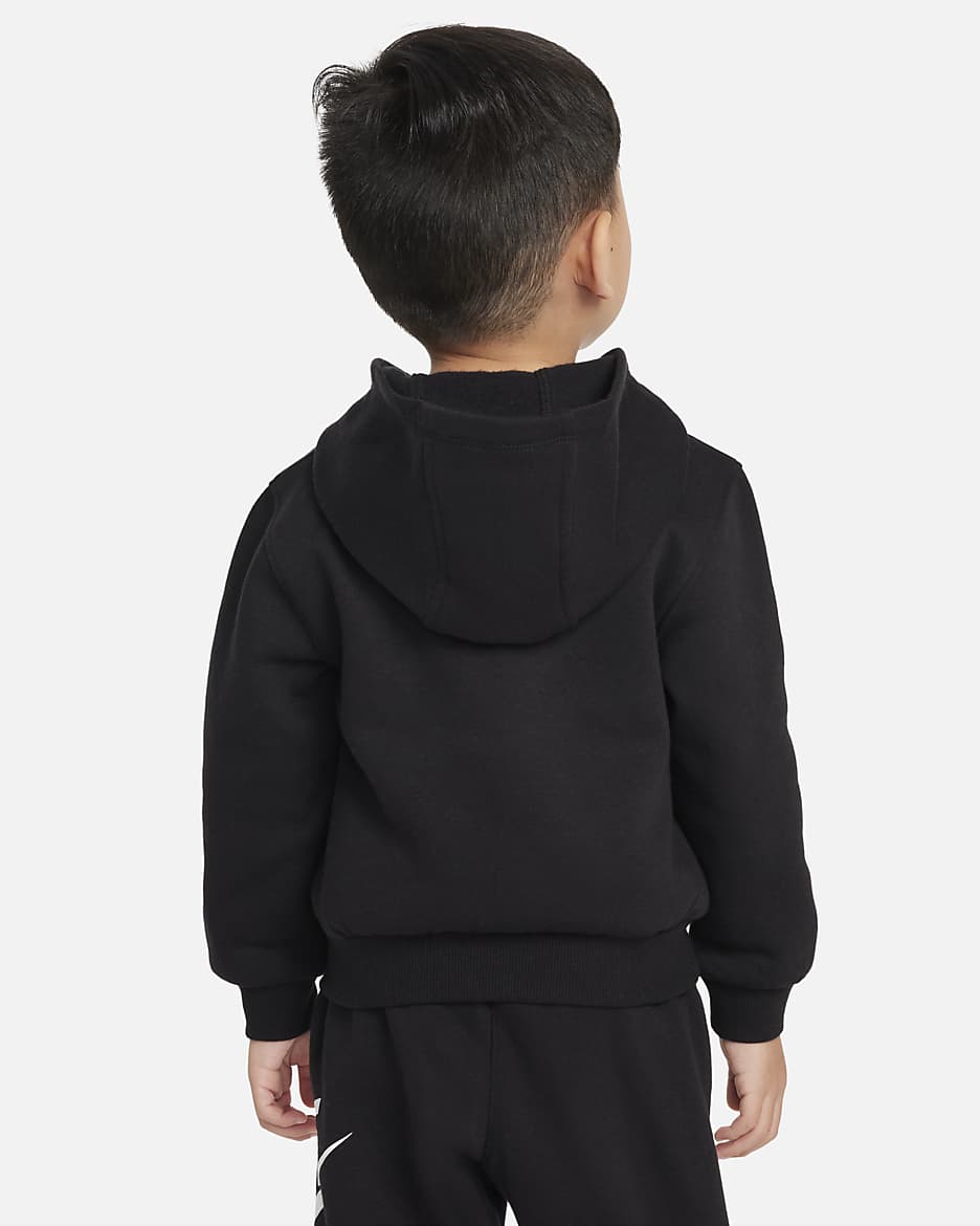 Sudadera con gorro de cierre completo para niño pequeño Nike Sportswear Club Fleece - Negro