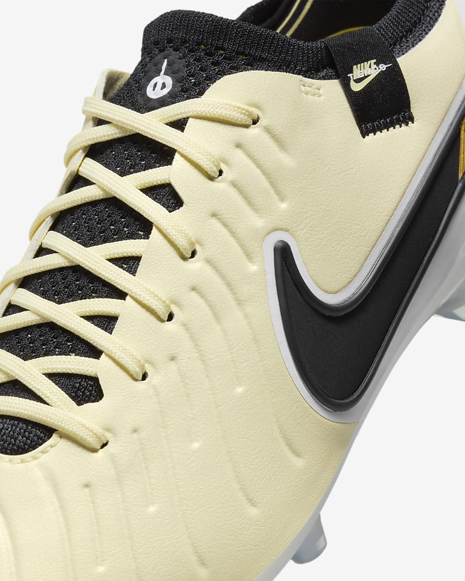 Nike Tiempo Legend 10 Elite Firm-Ground Low-Top Soccer Cleats - Lemonade/Metallic Gold Coin/Black