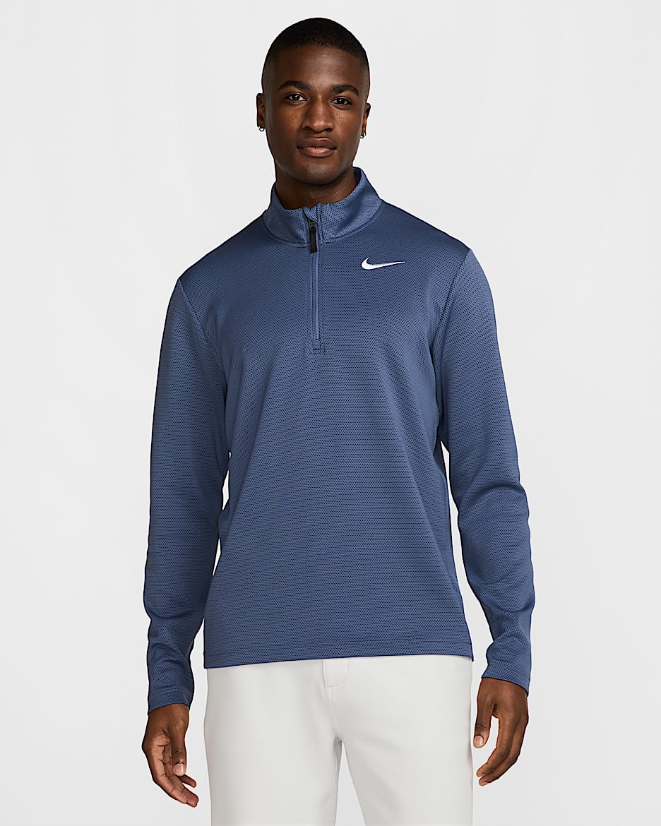 Nike Victory-Dri-FIT-golftrøje med 1/2 lynlås til mænd - Diffused Blue/Obsidian/hvid