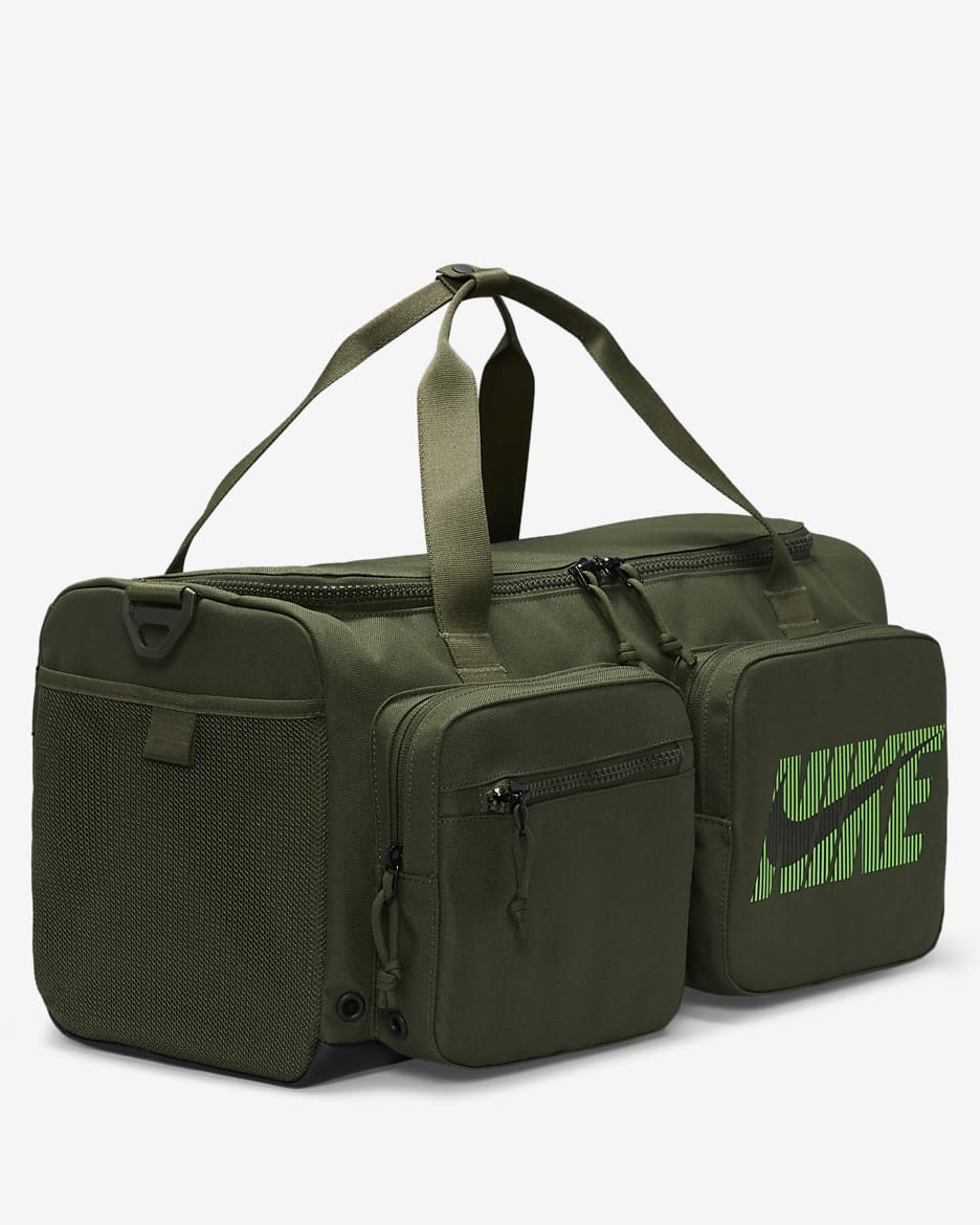 Nike Utility Power Graphic Training Duffel Bag (Small, 31L) - Cargo Khaki/Cargo Khaki/Green Strike