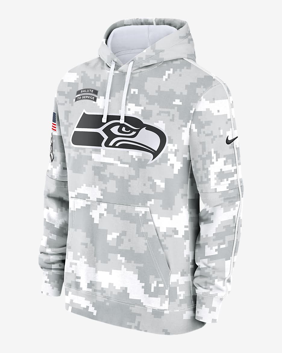 Seattle Seahawks Salute to Service Primary Edge Club Men's Nike NFL Pullover Hoodie - White