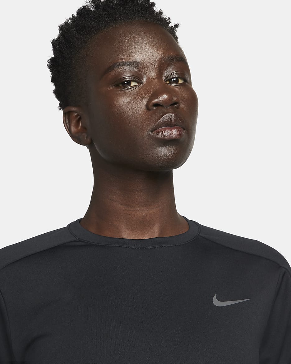 Haut de running à col ras-du-cou Nike Dri-FIT pour Femme - Noir