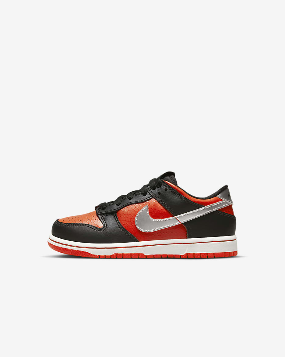 Nike Dunk Low Younger Kids' Shoes - Black/Picante Red/Summit White/Metallic Silver