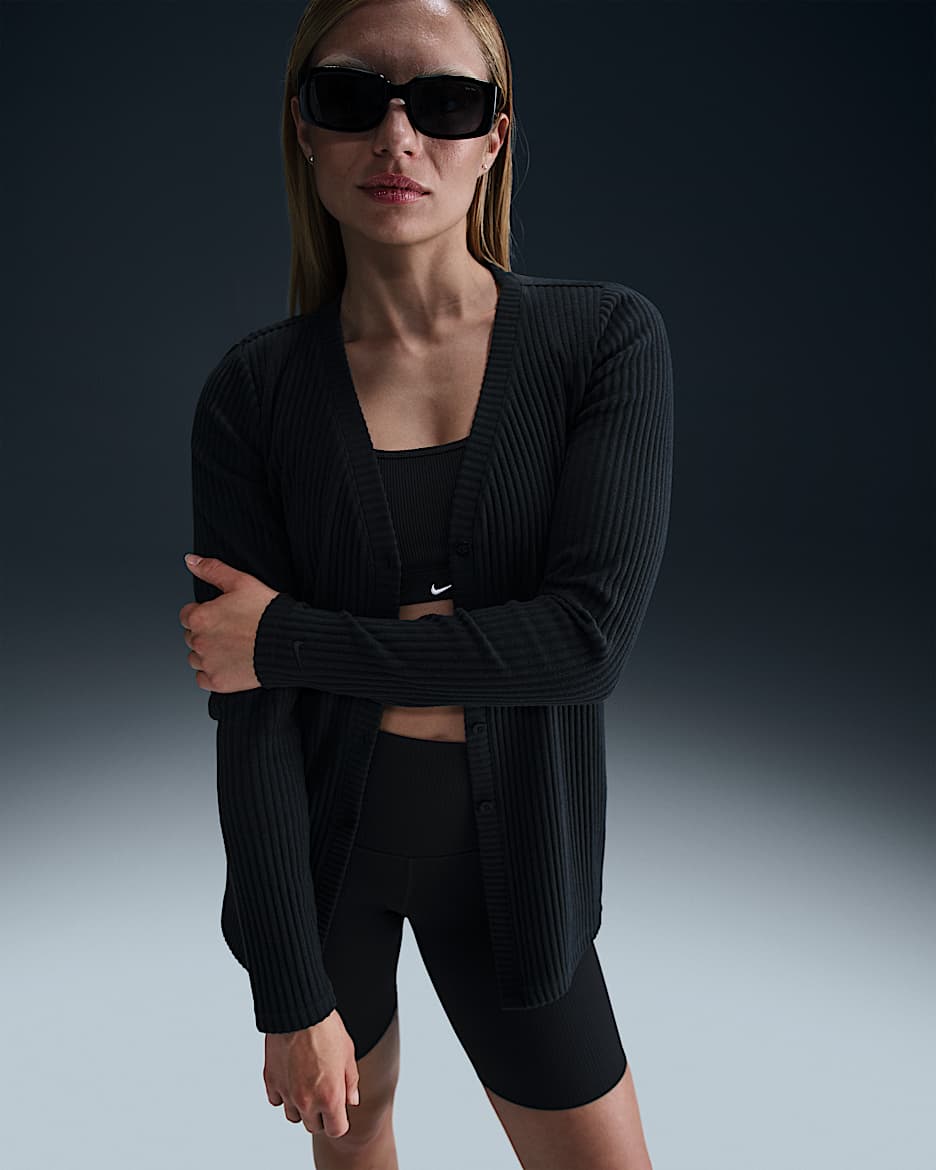 Nike Sportswear Chill Knit Women's Slim Ribbed Cardigan - Black/Black